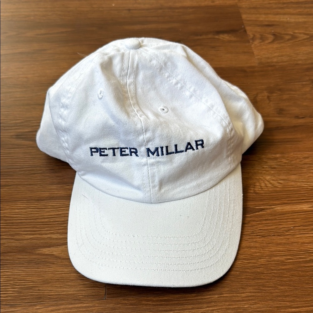 Peter Millar White Cap with Navy Logo